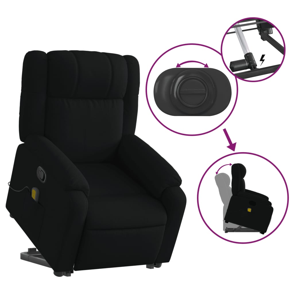 Fauteuil de massage inclinable Noir Tissu Fauteuils vidaXL   