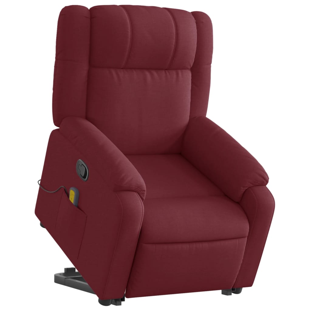 Fauteuil inclinable de massage Rouge bordeaux Tissu Fauteuils vidaXL   