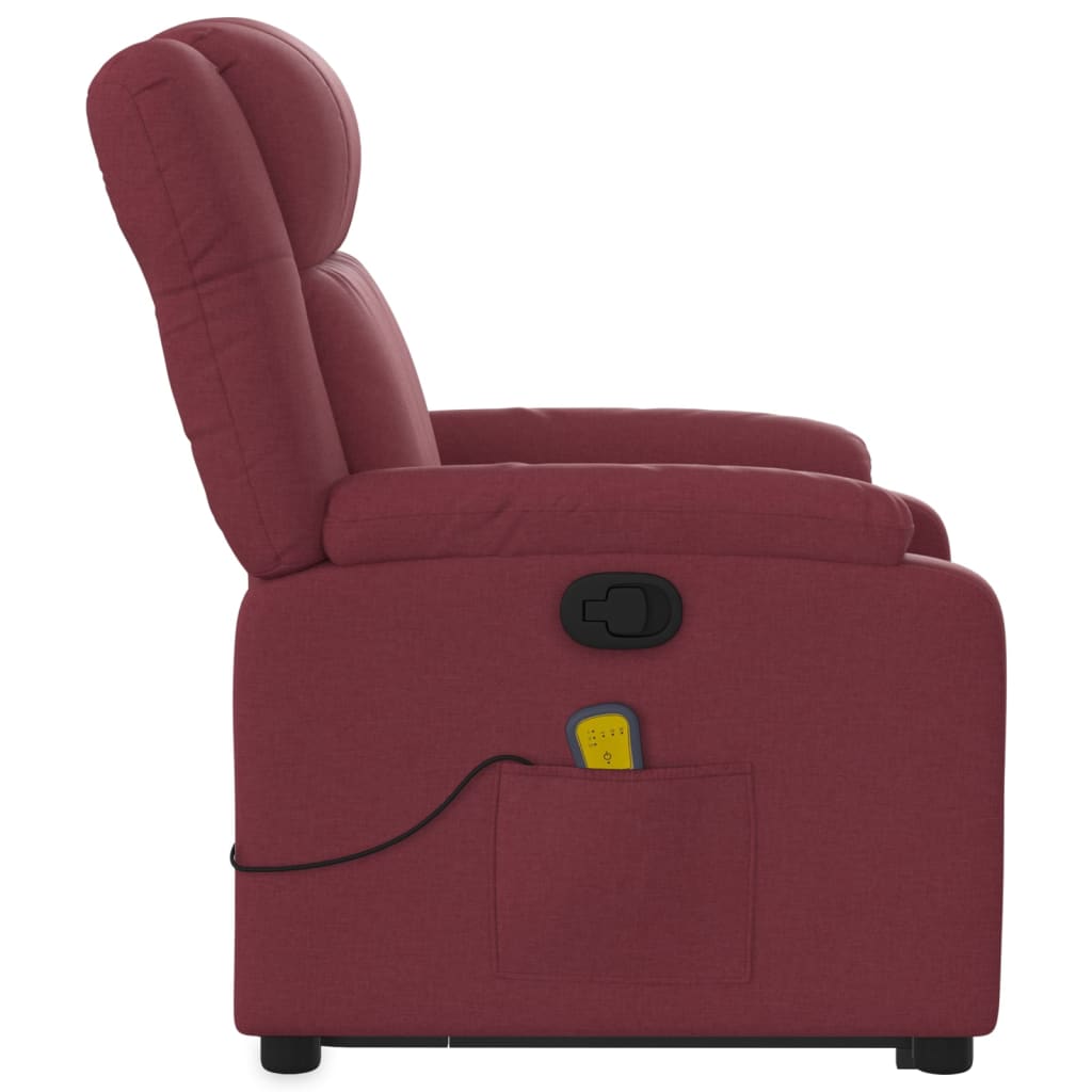 Fauteuil inclinable de massage Rouge bordeaux Tissu Fauteuils vidaXL   