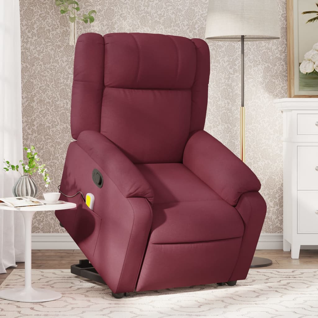 Fauteuil inclinable de massage Rouge bordeaux Tissu Fauteuils vidaXL   