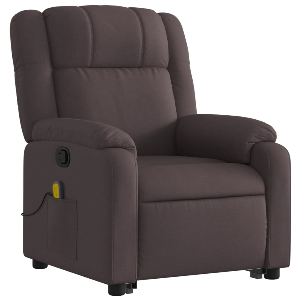 Fauteuil inclinable de massage Marron foncé Tissu Fauteuils vidaXL   