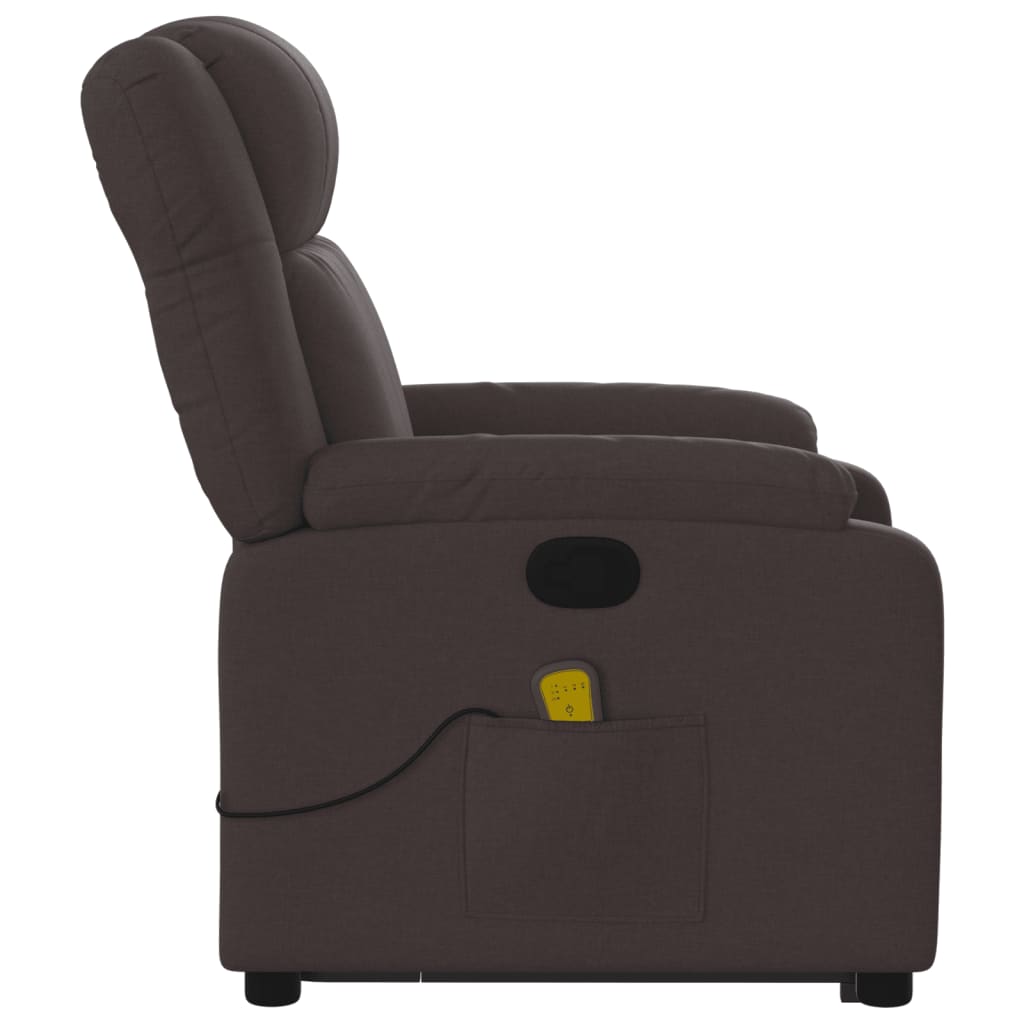 Fauteuil inclinable de massage Marron foncé Tissu Fauteuils vidaXL   