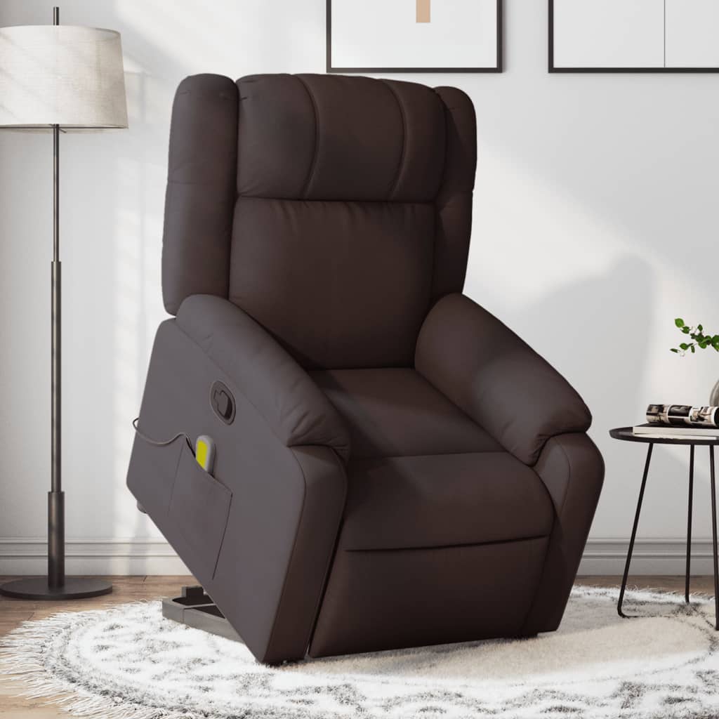 Fauteuil inclinable de massage Marron foncé Tissu Fauteuils vidaXL   