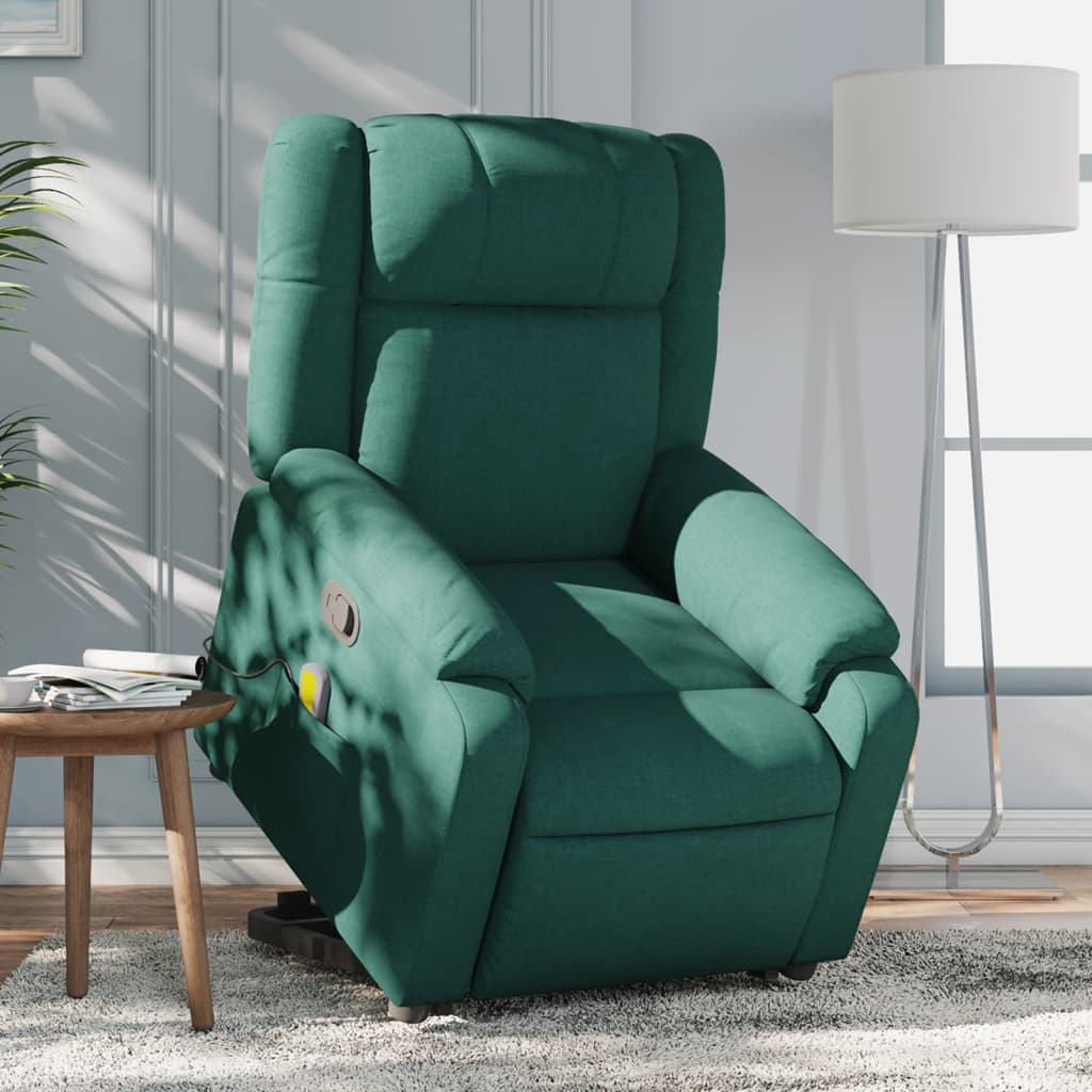 Fauteuil inclinable de massage Vert foncé Tissu Fauteuils vidaXL   