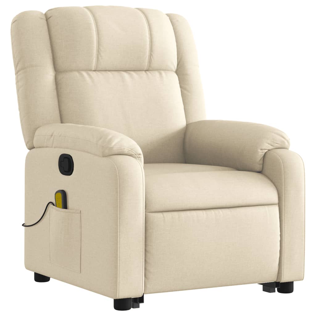 Fauteuil inclinable de massage Crème Tissu Fauteuils vidaXL   