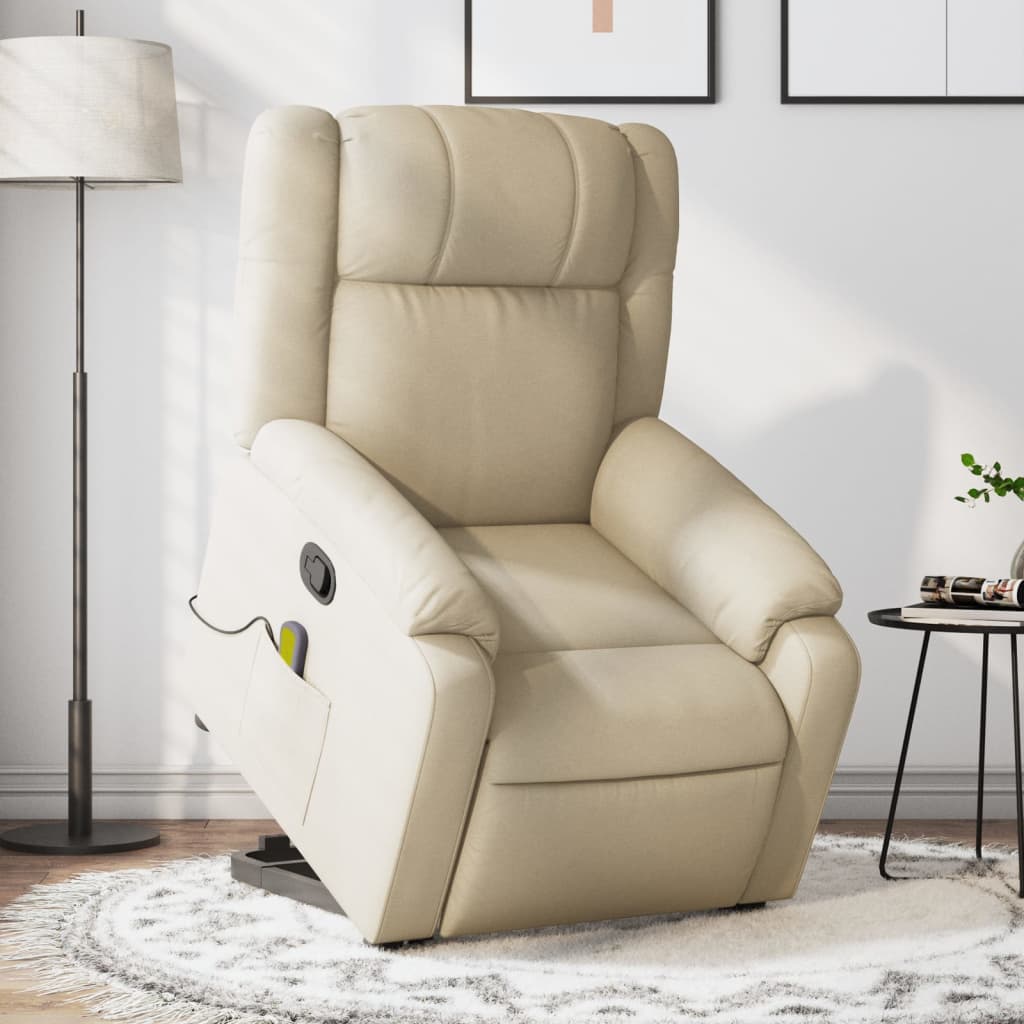 Fauteuil inclinable de massage Crème Tissu Fauteuils vidaXL   