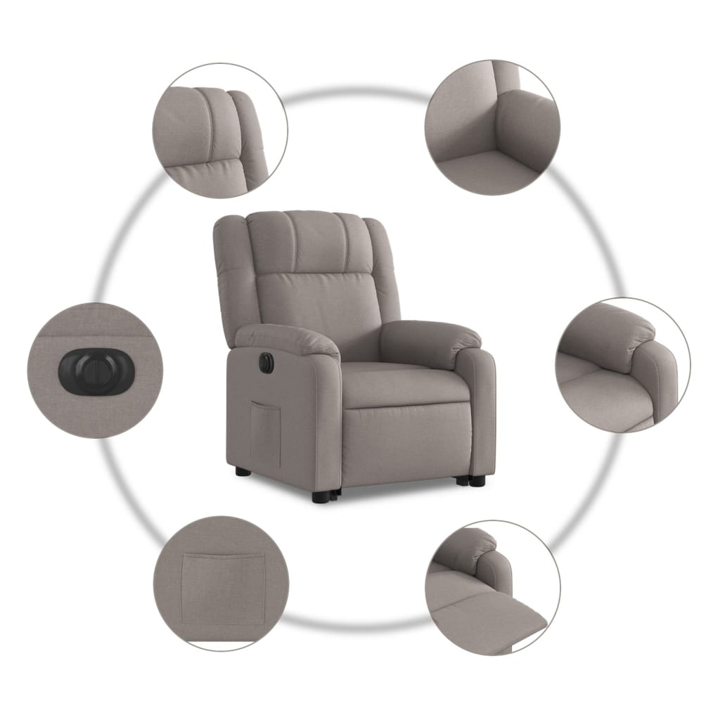 Fauteuil inclinable électrique taupe tissu - Xios Store SNC