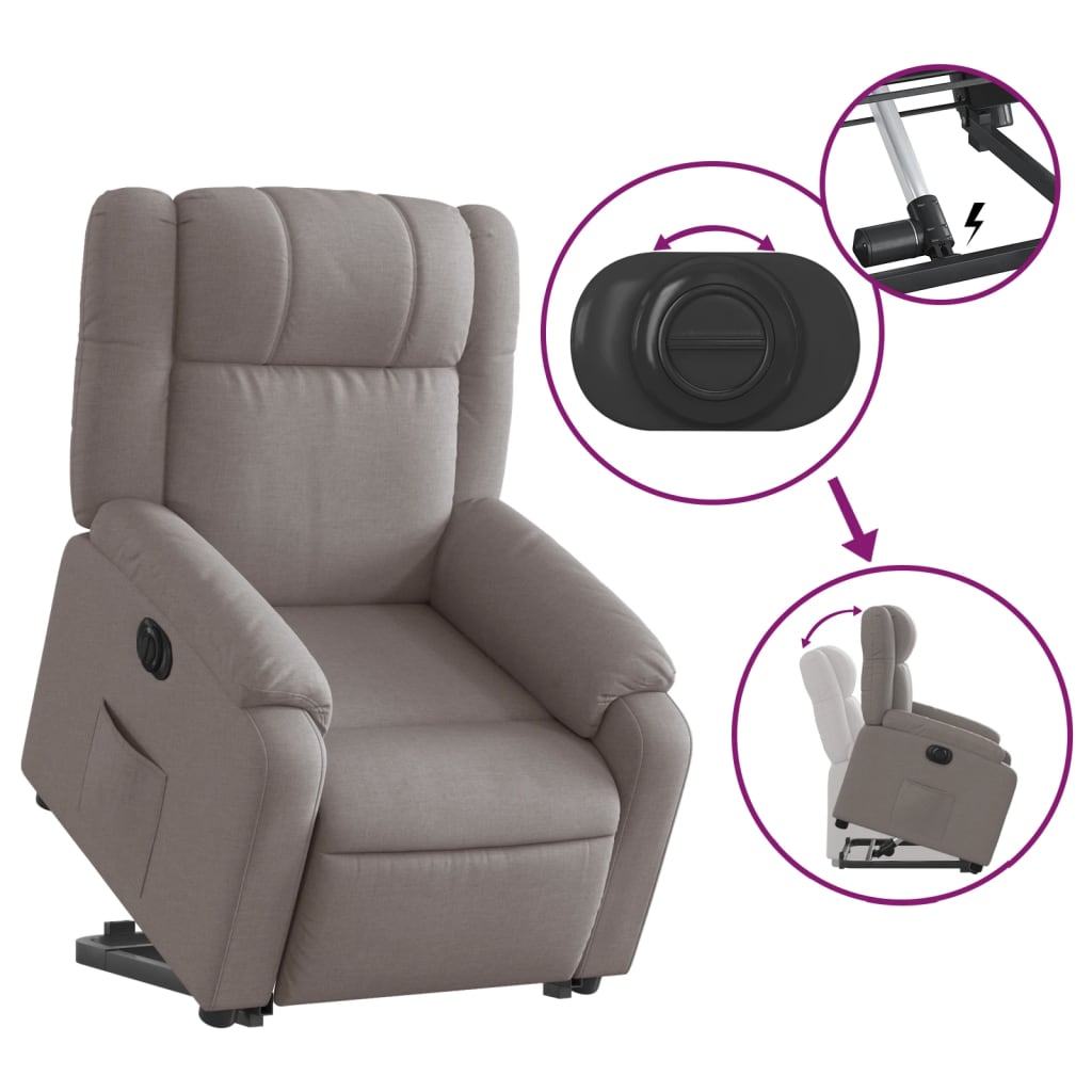 Fauteuil inclinable électrique taupe tissu - Xios Store SNC