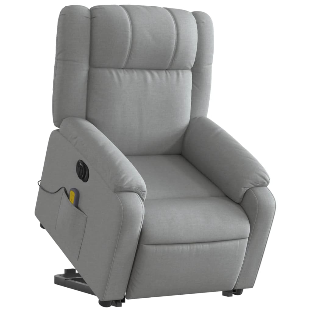 Fauteuil inclinable de massage électrique Gris clair Tissu Fauteuils vidaXL   