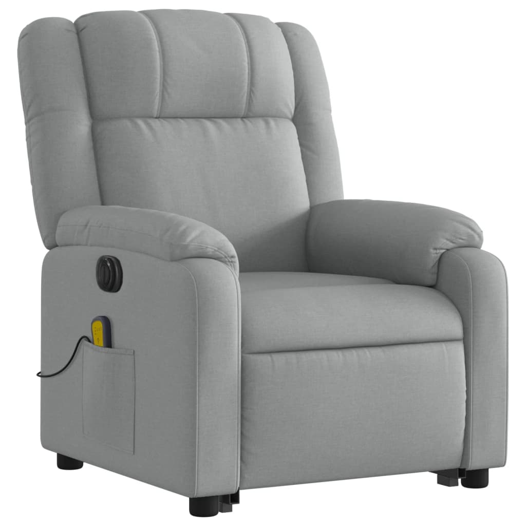 Fauteuil inclinable de massage électrique Gris clair Tissu Fauteuils vidaXL   