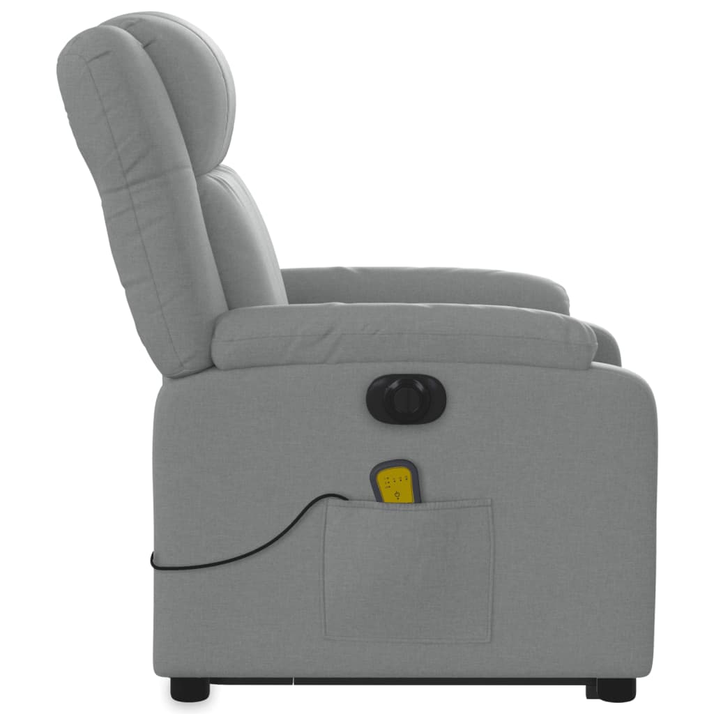 Fauteuil inclinable de massage électrique Gris clair Tissu Fauteuils vidaXL   