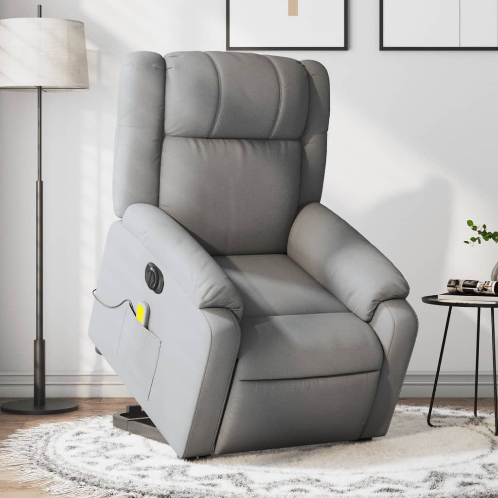 Fauteuil inclinable de massage électrique Gris clair Tissu Fauteuils vidaXL   