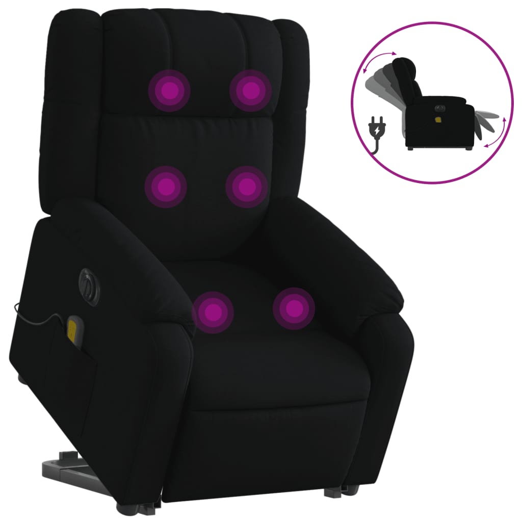 Fauteuil inclinable de massage électrique Noir Tissu Fauteuils vidaXL   