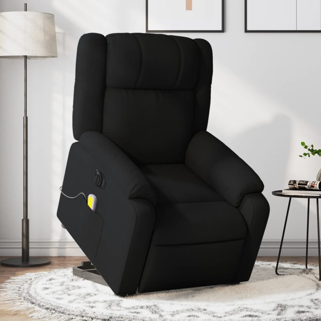 Fauteuil inclinable de massage électrique Noir Tissu Fauteuils vidaXL   