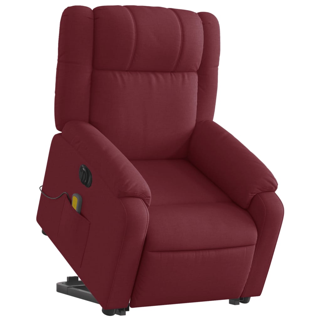 Fauteuil inclinable de massage électrique Rouge bordeaux Tissu Fauteuils vidaXL   