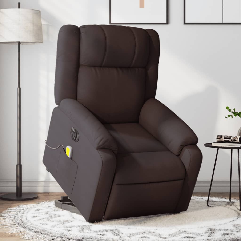 Fauteuil inclinable de massage électrique Marron foncé Tissu Fauteuils vidaXL   