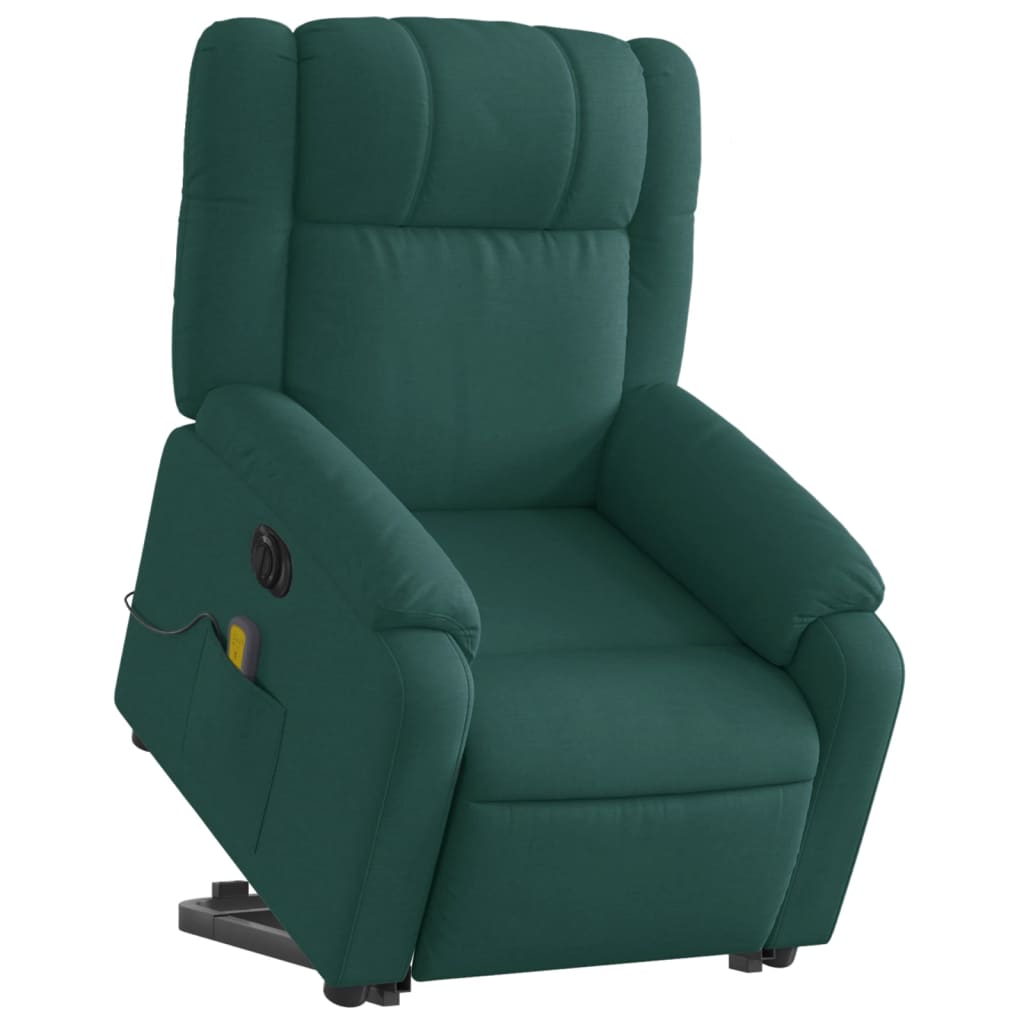 Fauteuil inclinable de massage électrique Vert foncé Tissu Fauteuils vidaXL   