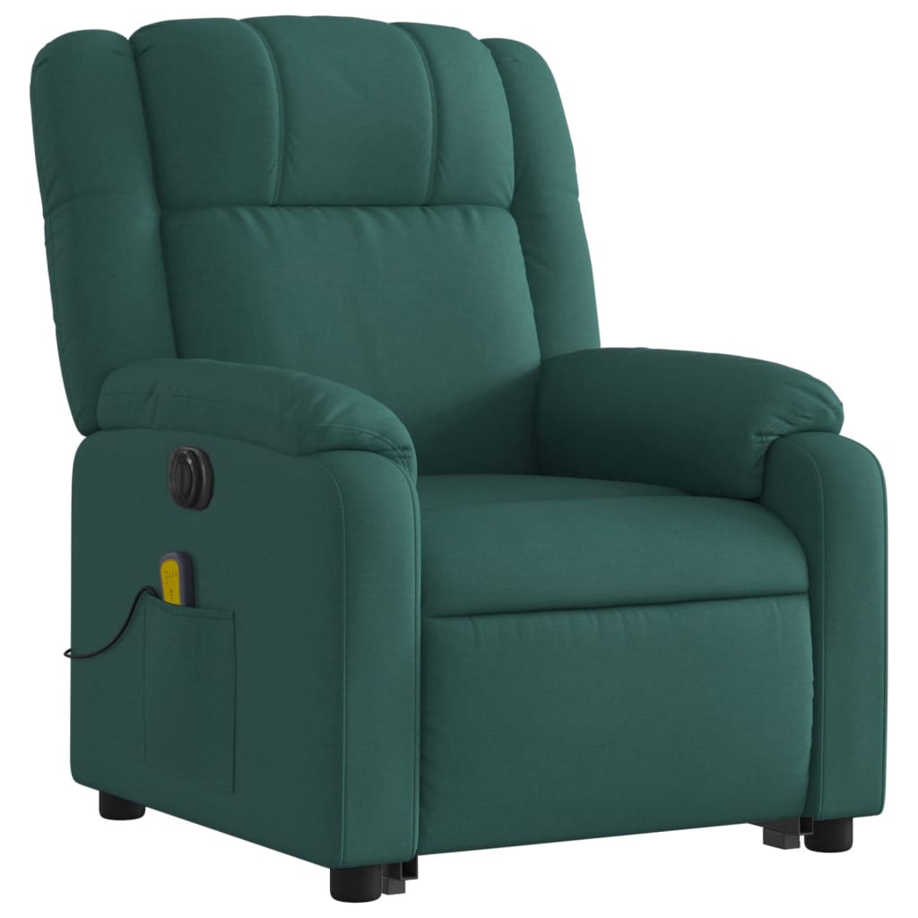 Fauteuil inclinable de massage électrique Vert foncé Tissu Fauteuils vidaXL   