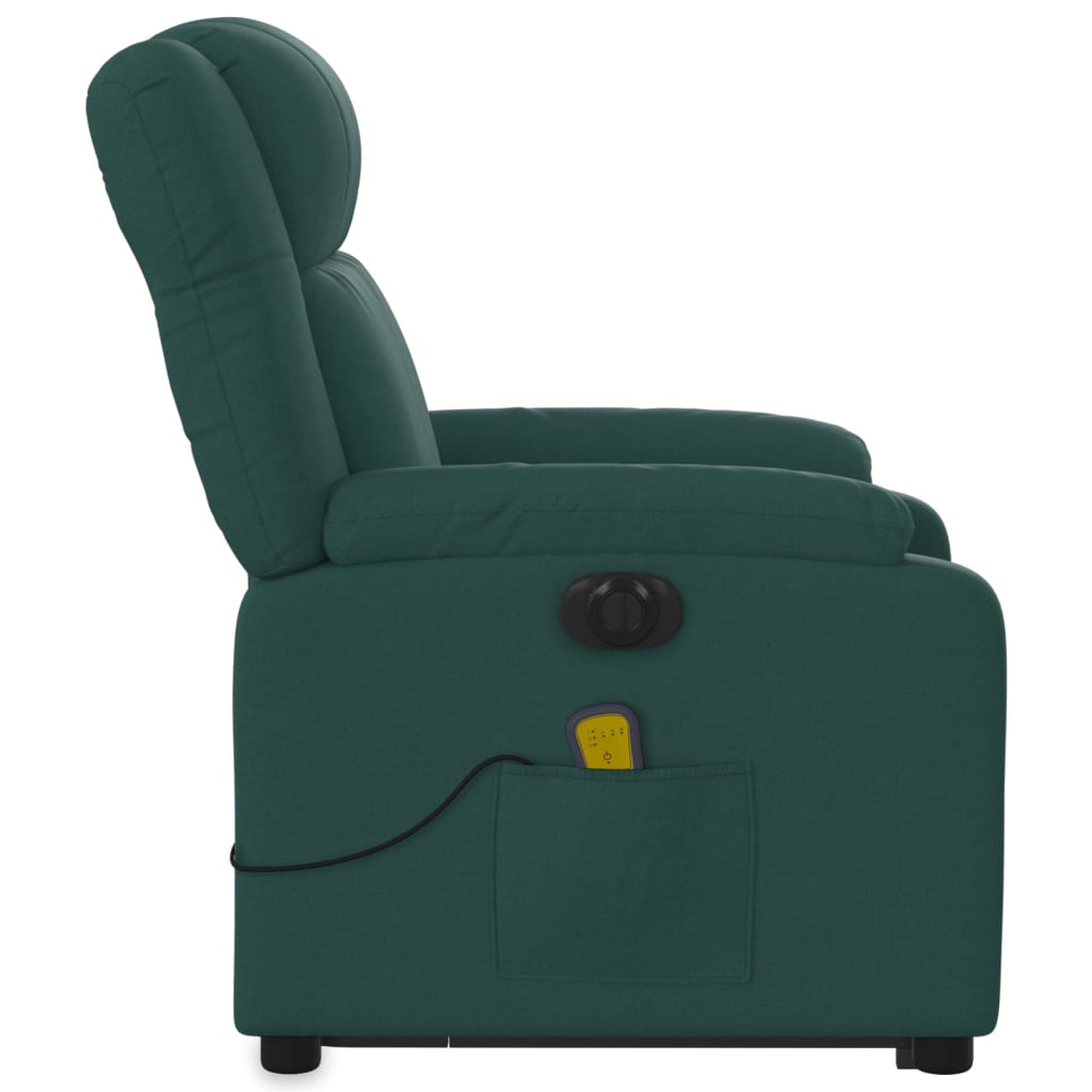 Fauteuil inclinable de massage électrique Vert foncé Tissu Fauteuils vidaXL   