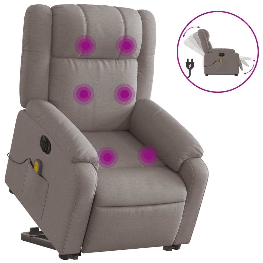 Fauteuil inclinable de massage électrique Taupe Tissu Fauteuils vidaXL   