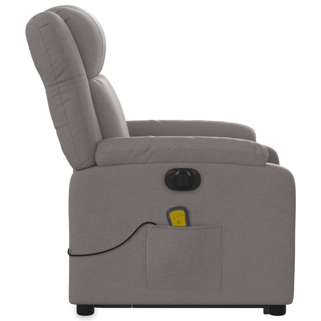 Fauteuil inclinable de massage électrique Taupe Tissu Fauteuils vidaXL   