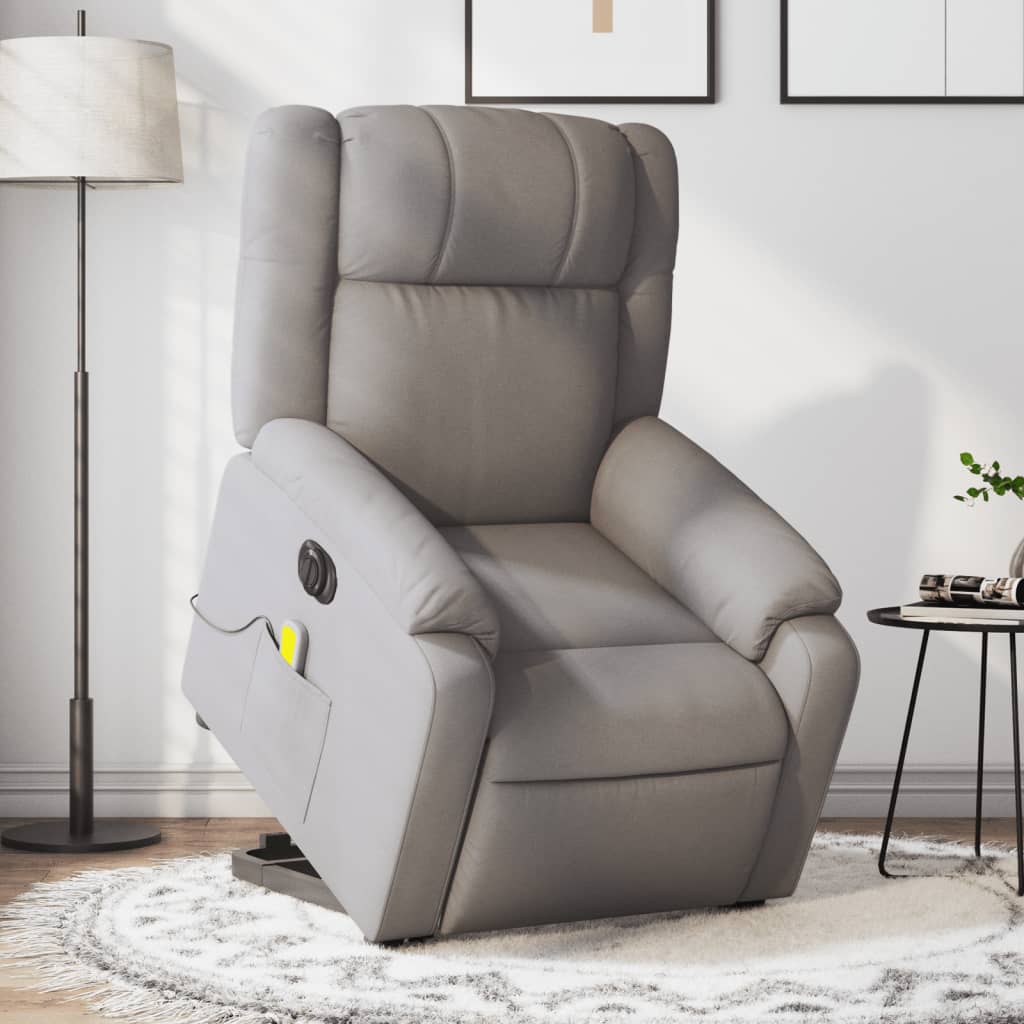 Fauteuil inclinable de massage électrique Taupe Tissu Fauteuils vidaXL   