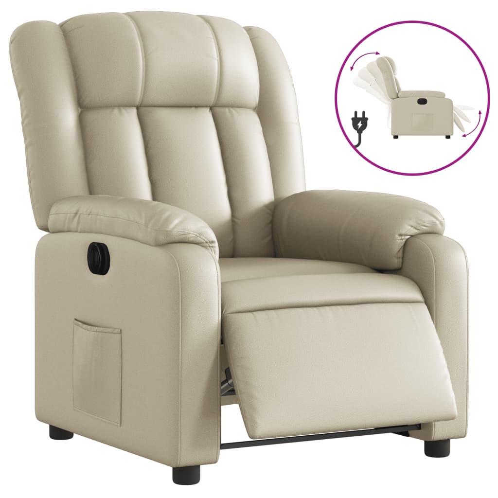 Fauteuil inclinable électrique Crème Similicuir Fauteuils vidaXL   