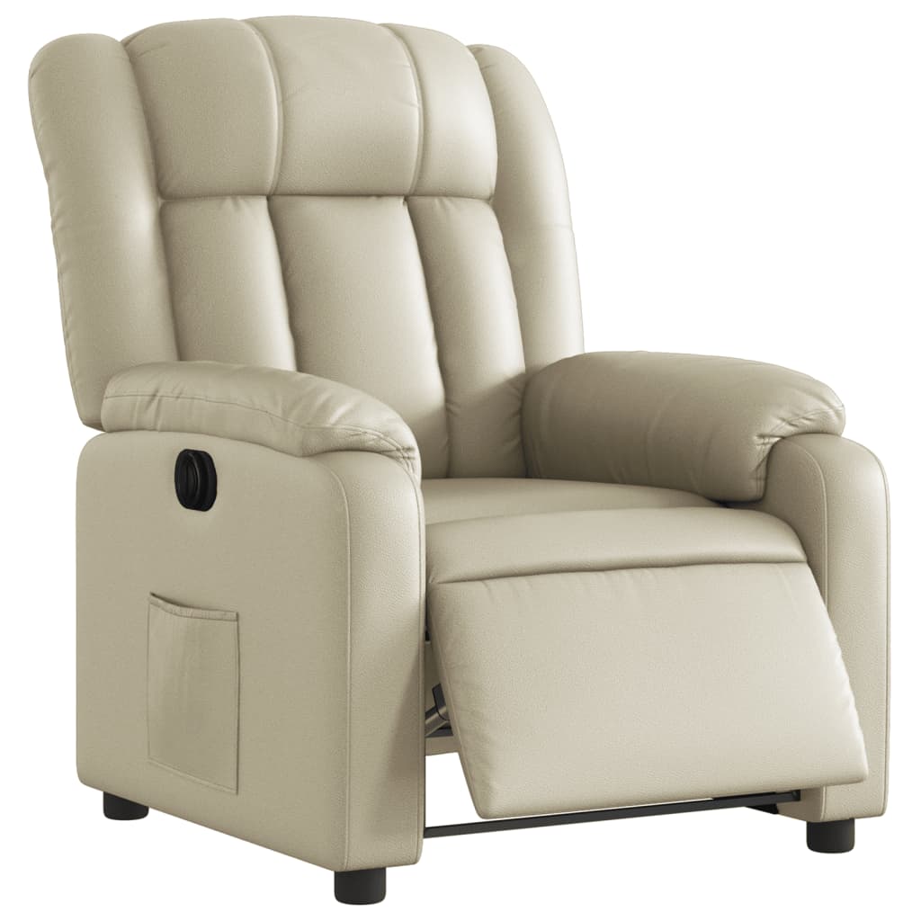 Fauteuil inclinable électrique Crème Similicuir Fauteuils vidaXL   