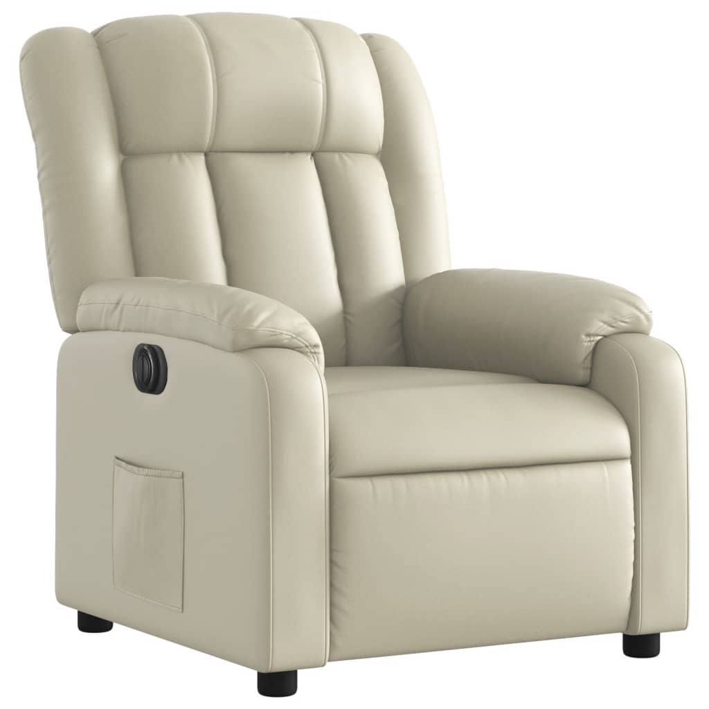 Fauteuil inclinable électrique Crème Similicuir Fauteuils vidaXL   