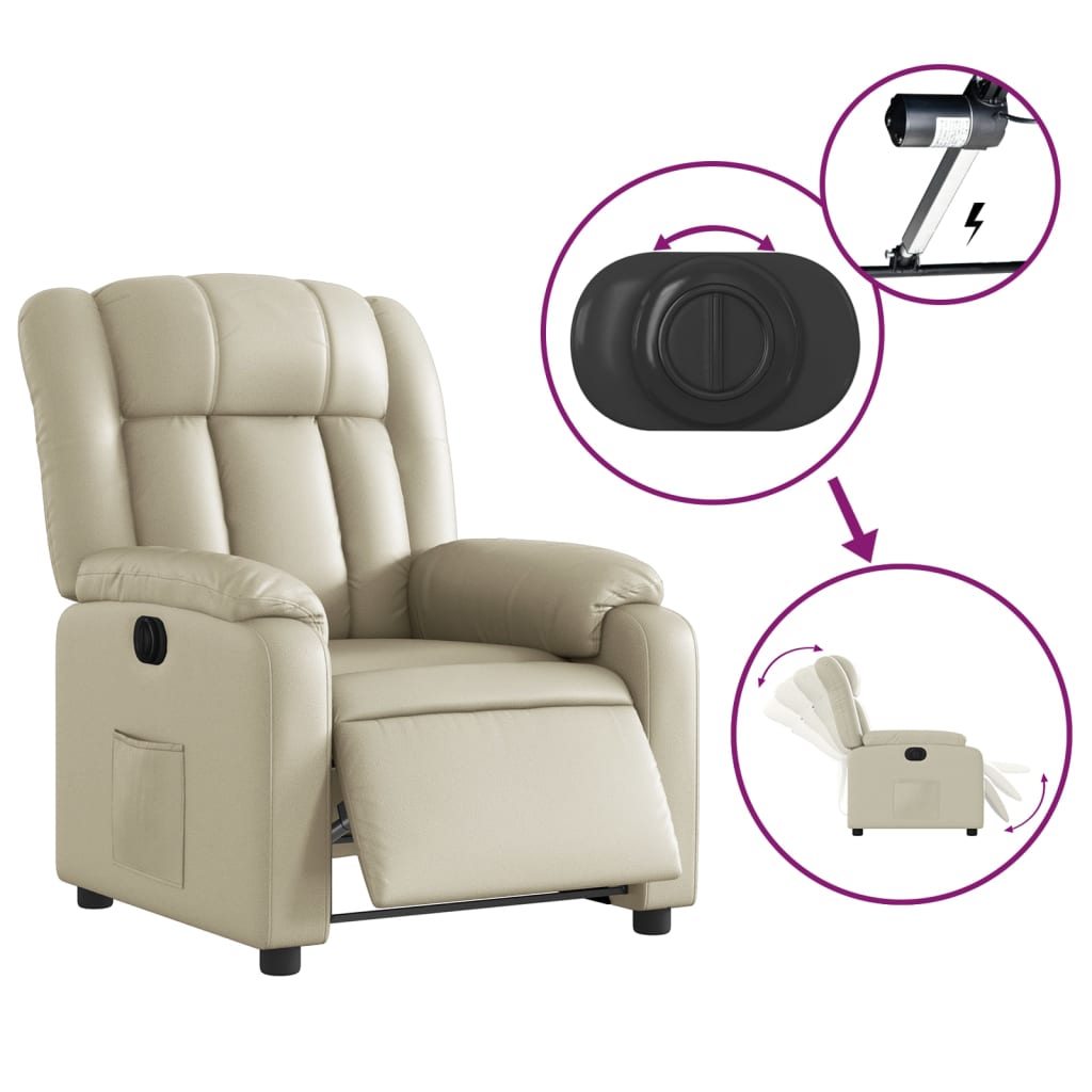 Fauteuil inclinable électrique Crème Similicuir Fauteuils vidaXL   