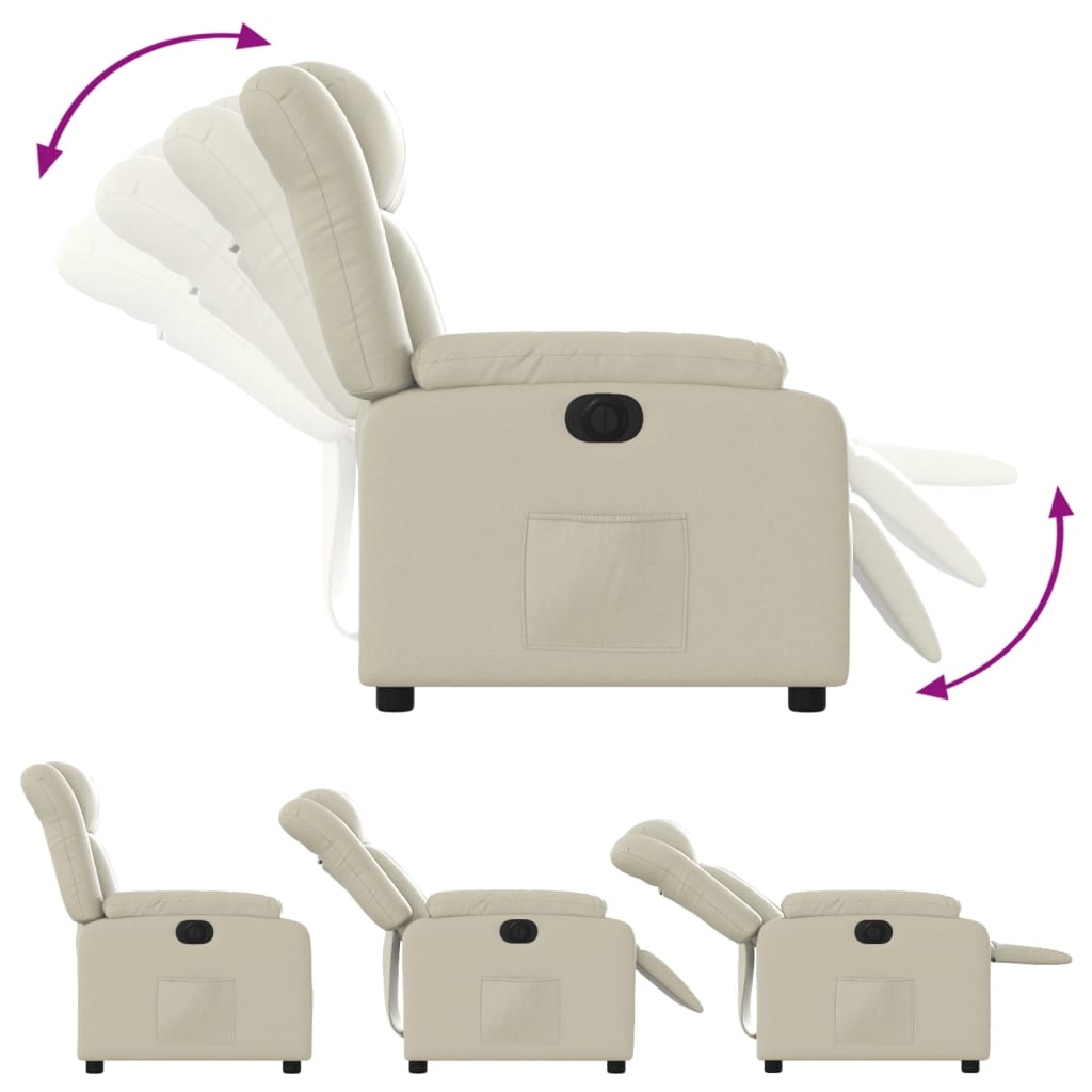 Fauteuil inclinable électrique Crème Similicuir Fauteuils vidaXL   