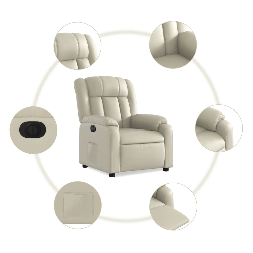 Fauteuil inclinable électrique Crème Similicuir Fauteuils vidaXL   