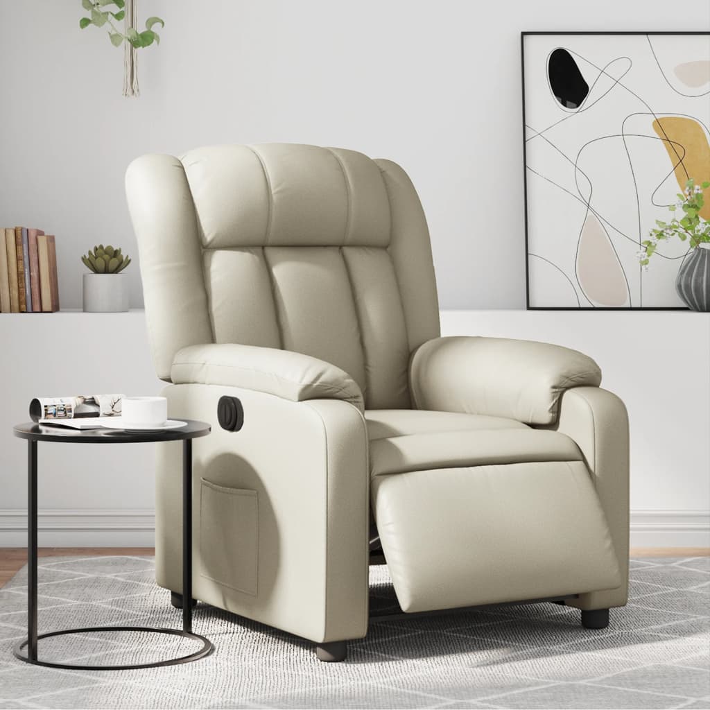 Fauteuil inclinable électrique Crème Similicuir Fauteuils vidaXL   