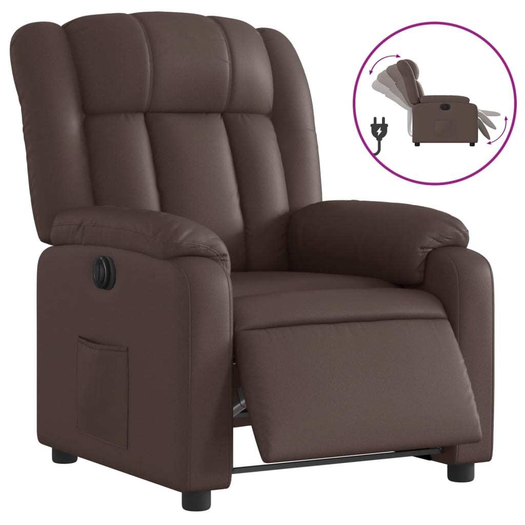 Fauteuil inclinable électrique Marron Similicuir Fauteuils vidaXL   