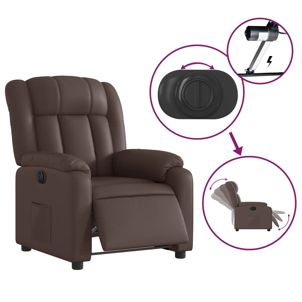 Fauteuil inclinable électrique Marron Similicuir Fauteuils vidaXL   