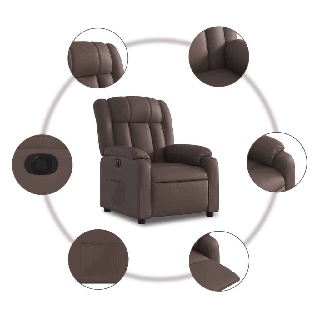 Fauteuil inclinable électrique Marron Similicuir Fauteuils vidaXL   