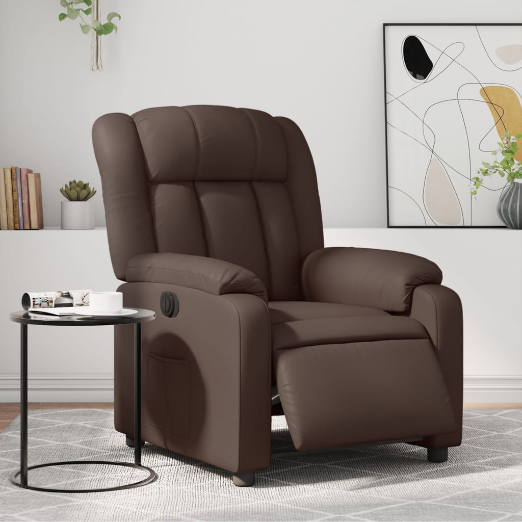 Fauteuil inclinable électrique Marron Similicuir Fauteuils vidaXL   