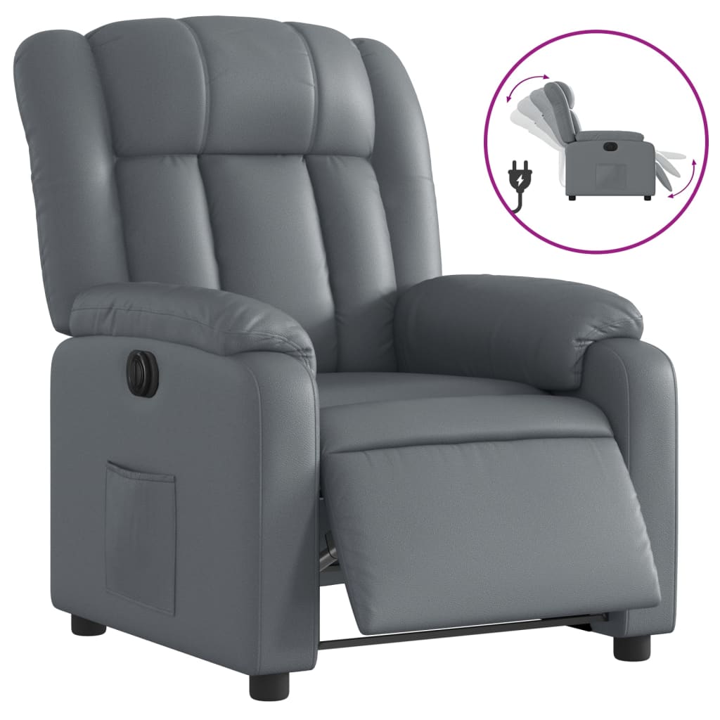 Fauteuil inclinable électrique Gris Similicuir Fauteuils vidaXL   