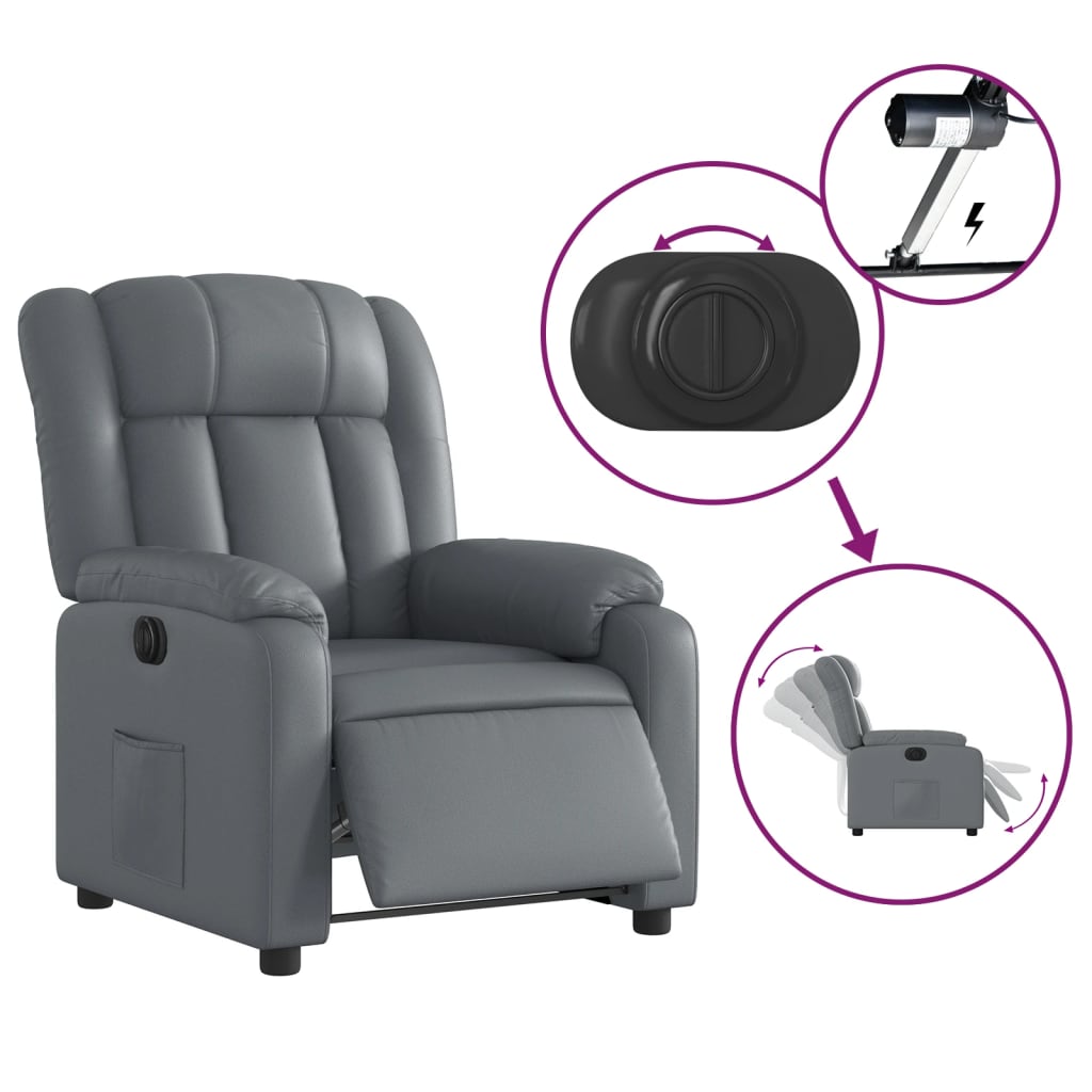 Fauteuil inclinable électrique Gris Similicuir Fauteuils vidaXL   