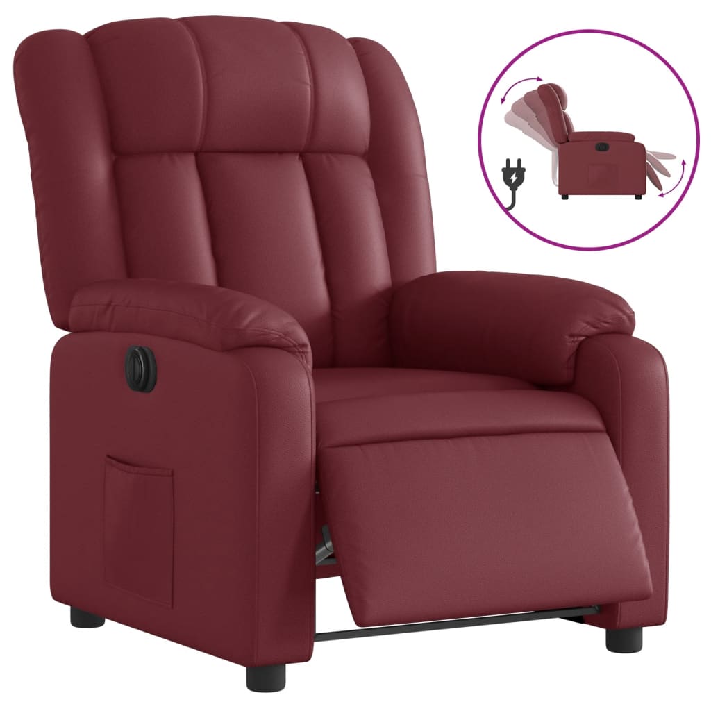 Fauteuil inclinable électrique Rouge bordeaux Similicuir Fauteuils vidaXL   