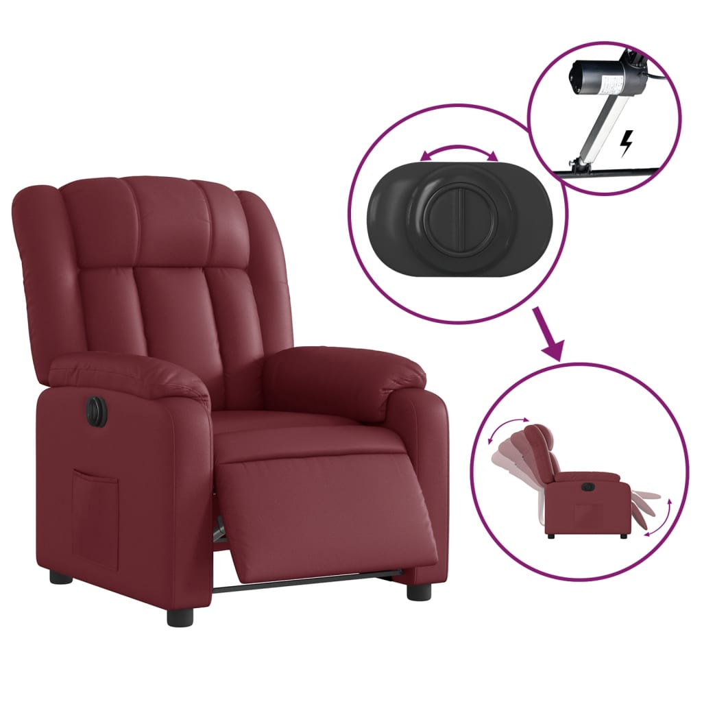 Fauteuil inclinable électrique Rouge bordeaux Similicuir Fauteuils vidaXL   