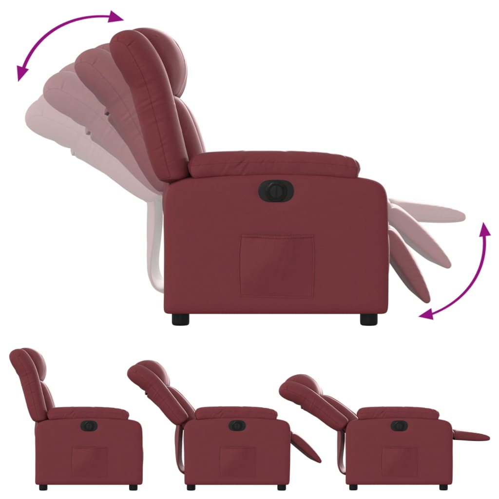 Fauteuil inclinable électrique Rouge bordeaux Similicuir Fauteuils vidaXL   