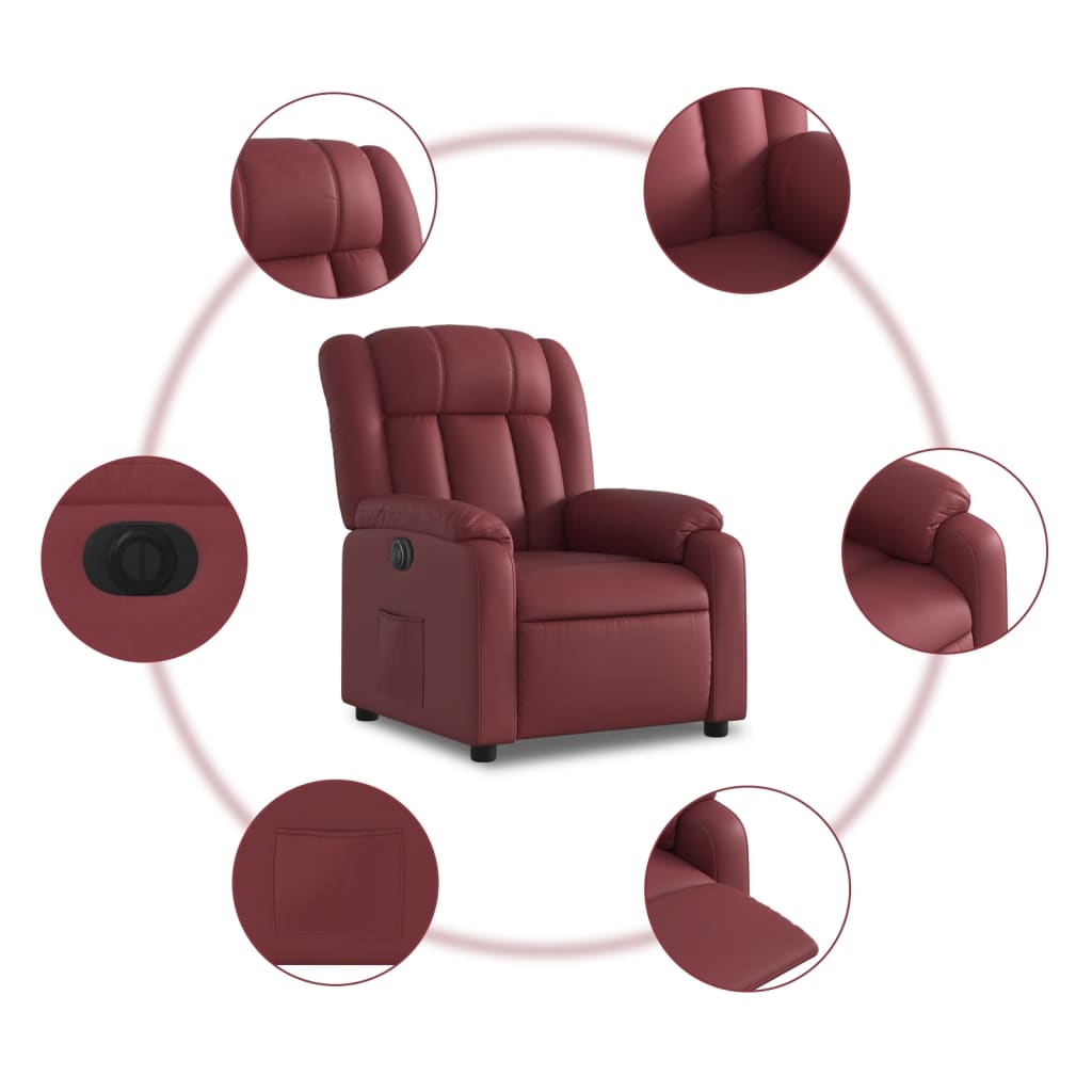 Fauteuil inclinable électrique Rouge bordeaux Similicuir Fauteuils vidaXL   