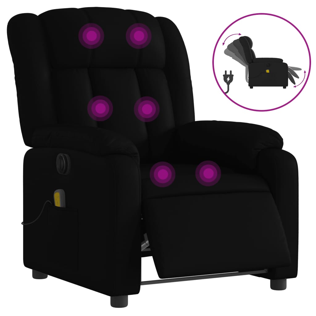 Fauteuil de massage inclinable électrique noir similicuir Fauteuils vidaXL   