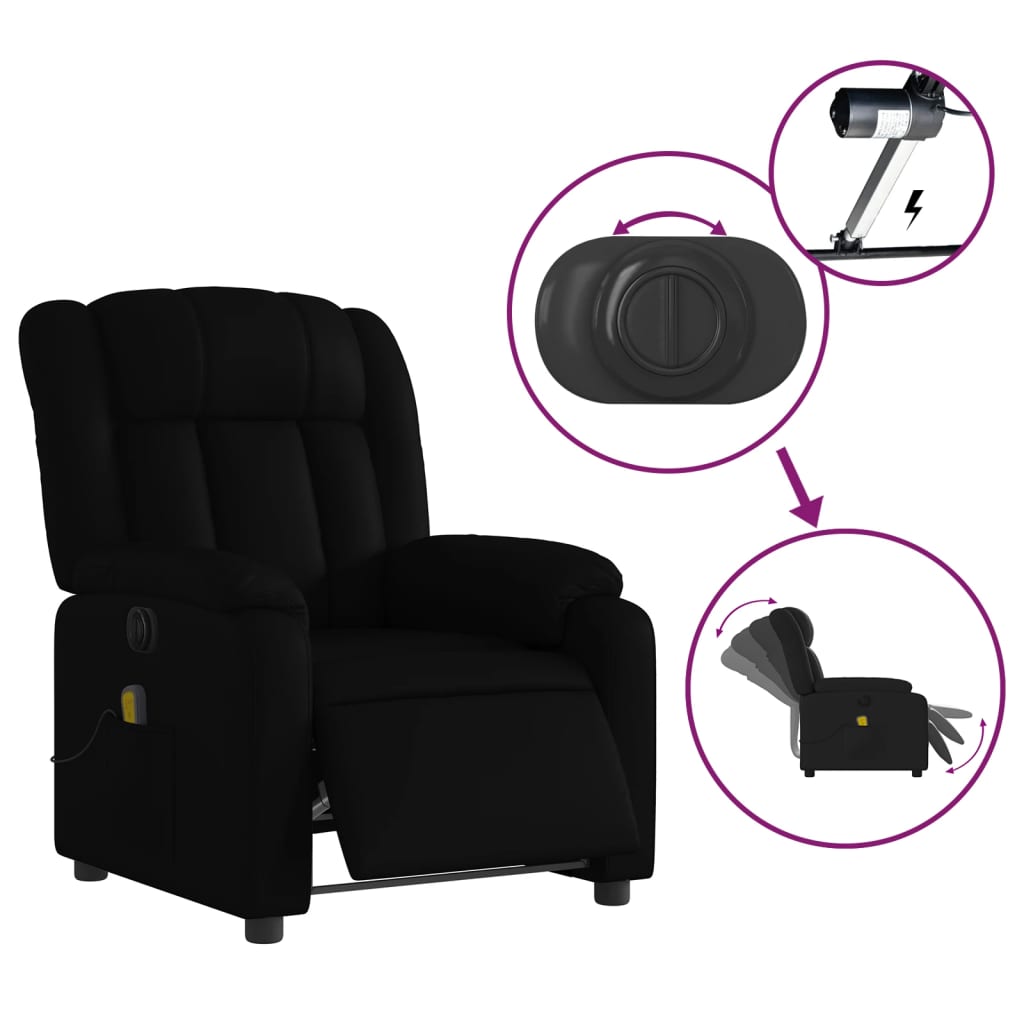 Fauteuil de massage inclinable électrique noir similicuir Fauteuils vidaXL   