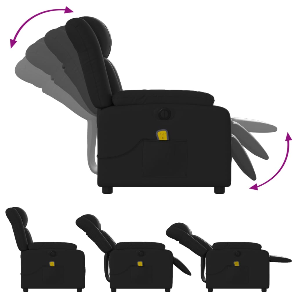 Fauteuil de massage inclinable électrique noir similicuir Fauteuils vidaXL   