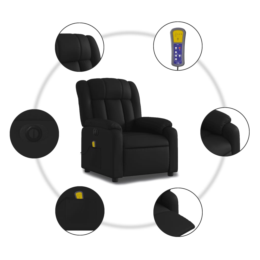 Fauteuil de massage inclinable électrique noir similicuir Fauteuils vidaXL   