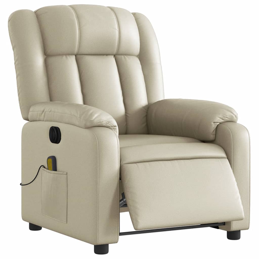 Fauteuil de massage inclinable électrique crème similicuir Fauteuils vidaXL   