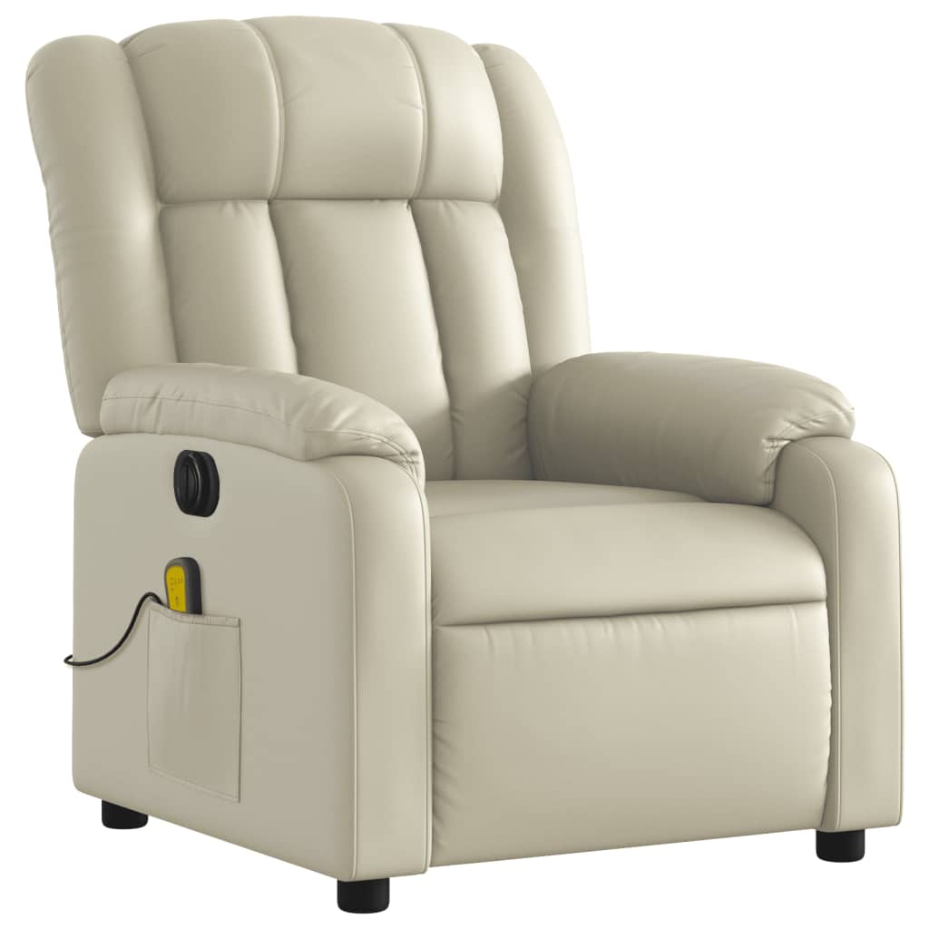 Fauteuil de massage inclinable électrique crème similicuir Fauteuils vidaXL   