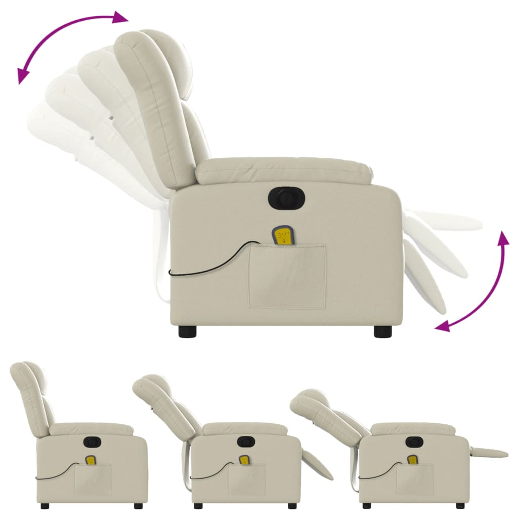 Fauteuil de massage inclinable électrique crème similicuir Fauteuils vidaXL   